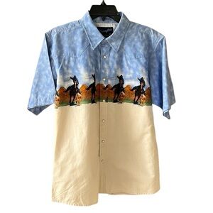 Wrangler Novelty Like New Boy XXL Men’s M 100% Cotton Pearl Snap Western Shirt